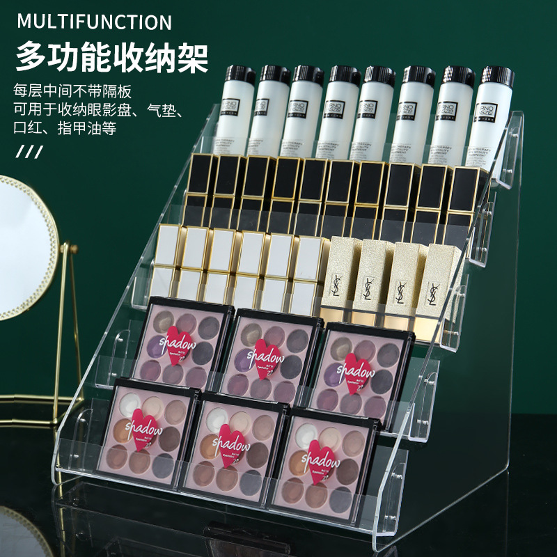 Transparent Lipstick Storage Rack, Acrylic Ladder Display Rack, Lip Glaze Powder Storage Box, Large Capacity Display Rack