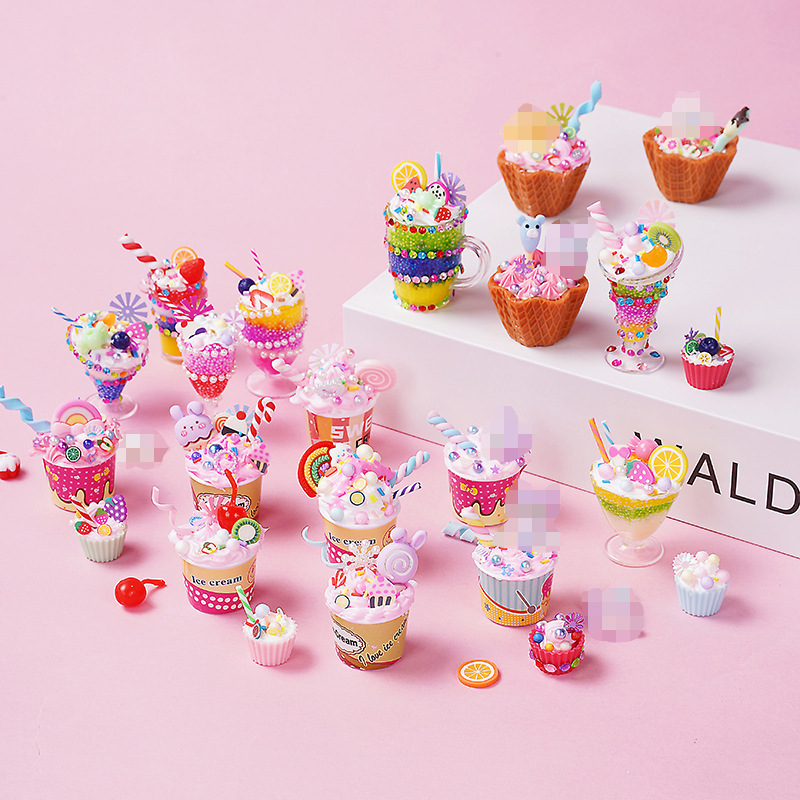 Children's Handmade DIY Ice Cream Making Material Bag Simulation Toy Food Play Cake Cream Cup Girl Toy