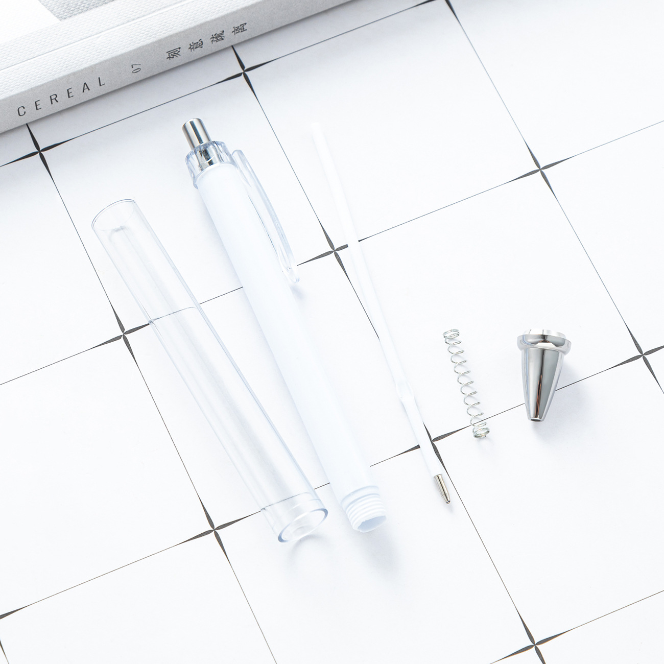 DIY Inner Rod Roll Paper Plastic Pen Can Transfer Flower Film Insert Press Ballpoint Pen New Transparent Rod Advertising Pen