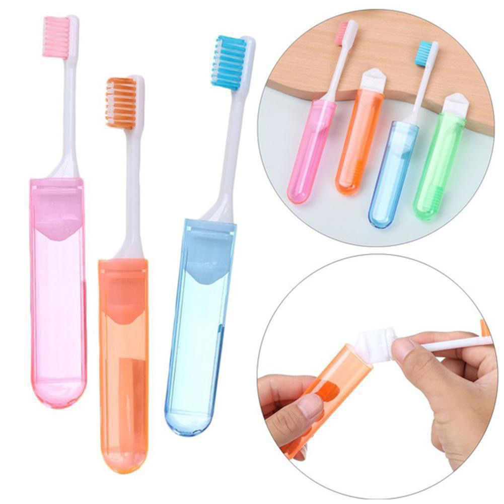Colorful Folding Toothbrush for Business Travel Portable Rainbow Toothbrush Adult Small Brush Head Fine Soft Hair Storage Gingival Protection Foreign Trade