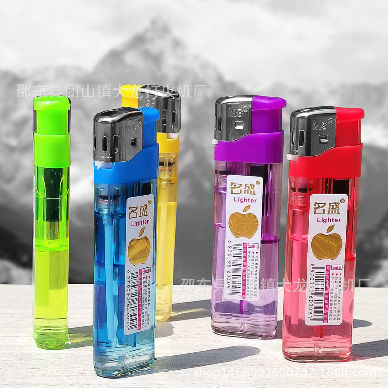 Mingsheng 309 open flame lighter manufacturers wholesale one-time enlarged and widened transparent lighter