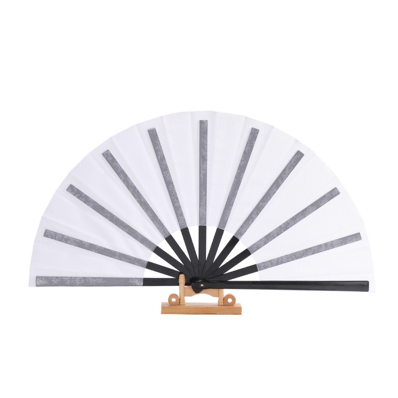 33.3cm All Black 33cm Plastic Kung Fu Fan Amazon Best-Selling Ringing Fan Martial Arts Fan Can Add Logo and Can Be Equipped with Fan Bag