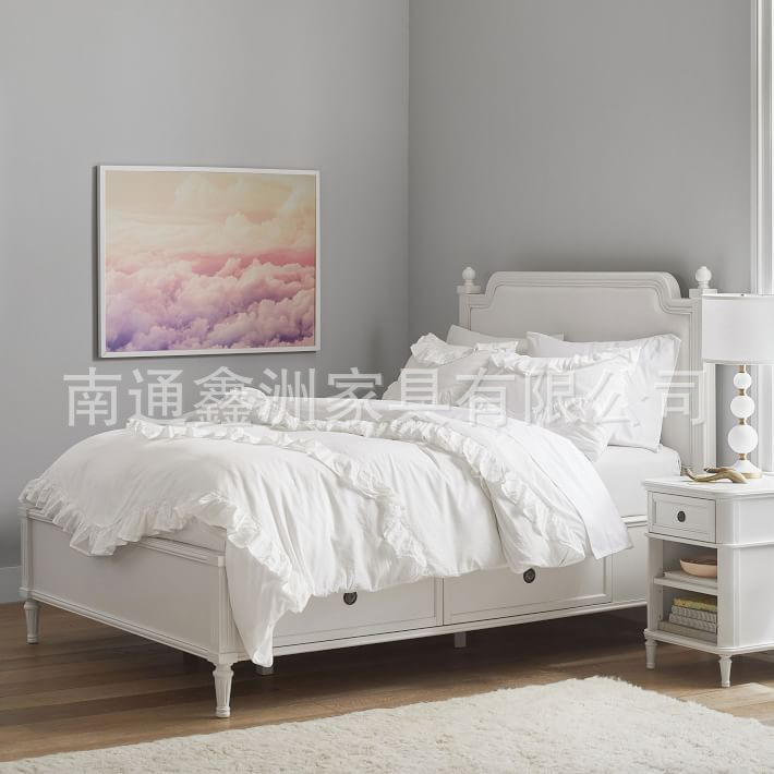 Американская стильная кровать из массива дерева, легкая роскошь, 1.8 м, двуспальная кровать, для главной спальни