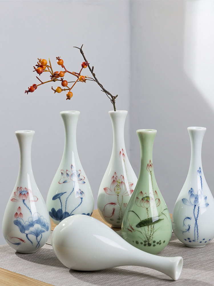 Чистая бутылка из нефрита, набор для чайной церемонии, ваза Гуаньинь, маленькая ваза из белого фарфора, ваза в стиле дзен