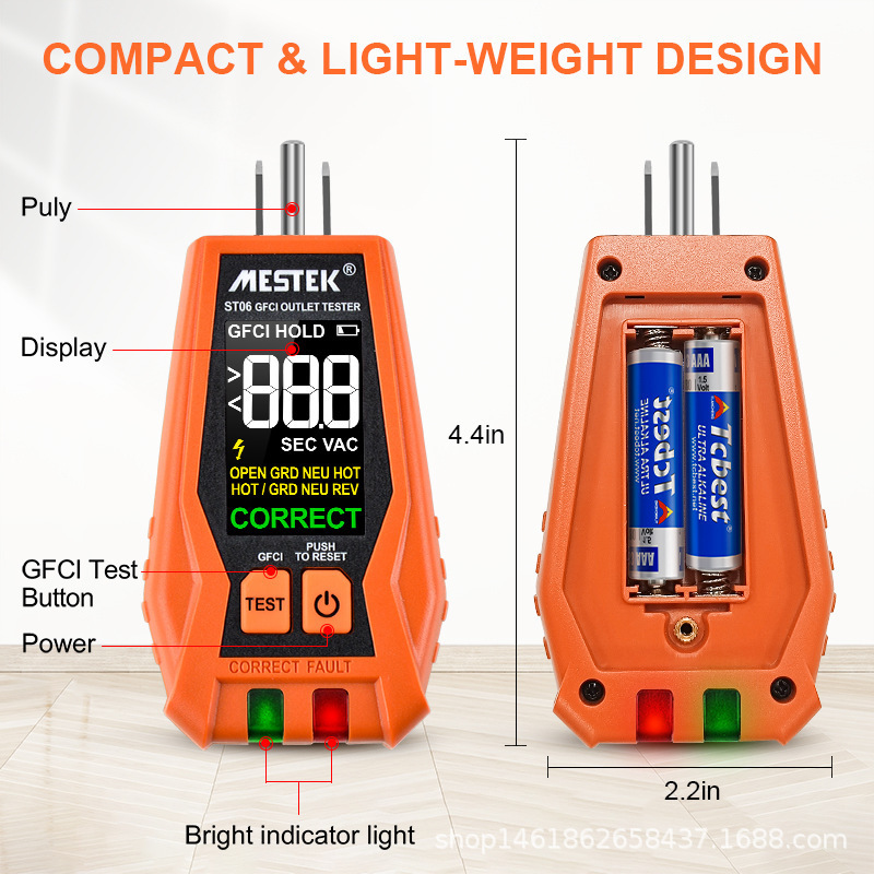 Socket tester power polarity test phase detection leakage switch detection wholesale foreign trade US gauge ST06