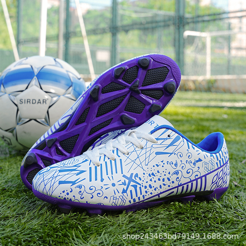 Factory Straight-Haired Football Shoes with Broken Nails and Long Nails Ag Artificial Grass Football Shoes Professional Competition Training Shoes Cross-Border Models