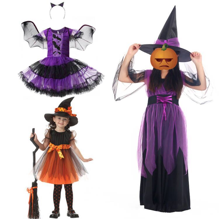 Wholesale Halloween Costume Kids cosplay Anime Costume Witch Cosplay Halloween Costume Set