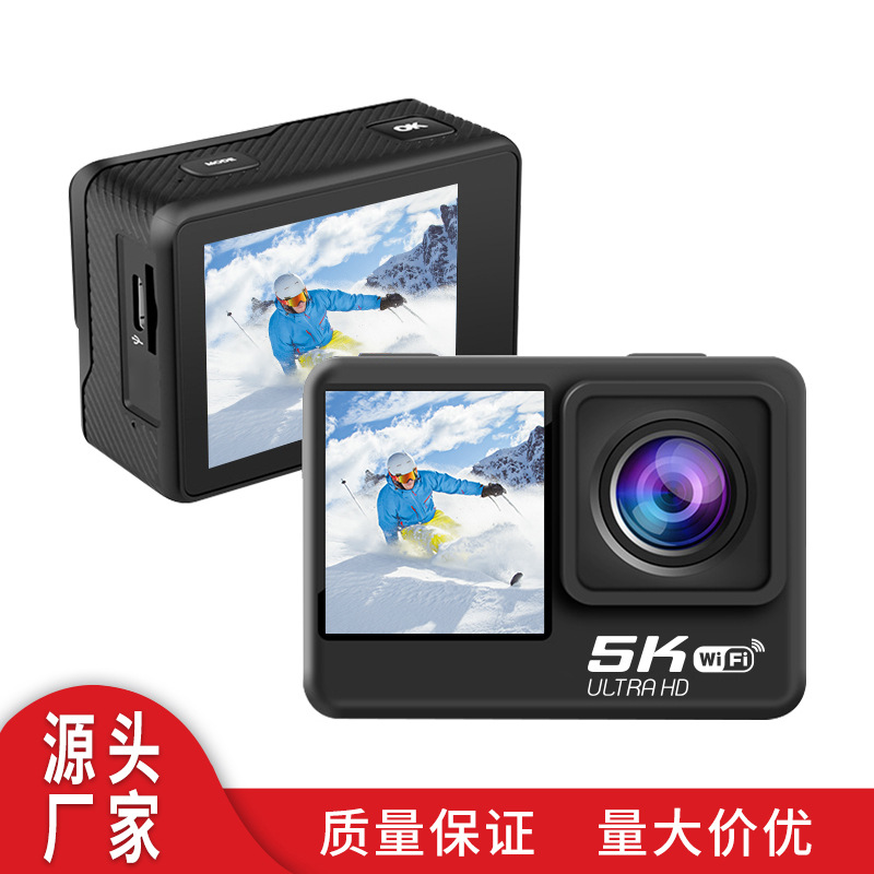 Cross-Border 5K Action Camera Hd Touch Dual-Screen Waterproof Remote Control Camera Sports Anti-Shake Camera Recording