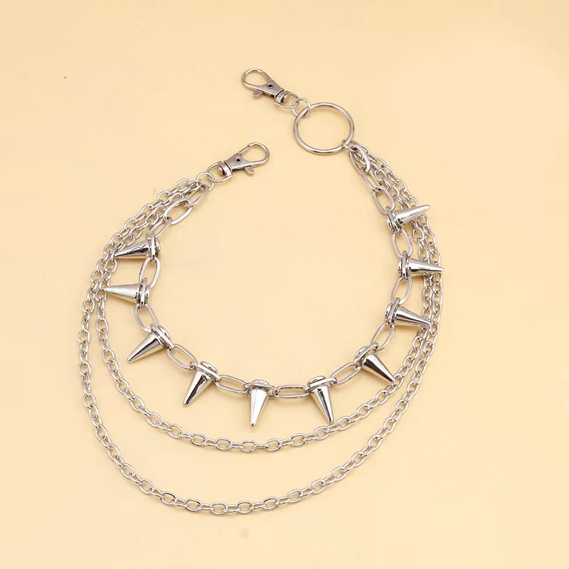 European and American Cross-border Hip Hop Punk Rivet Stage Performance Multi-layer Metal Multi-layer Pants Chain Jeans Dress Up Waist Chain