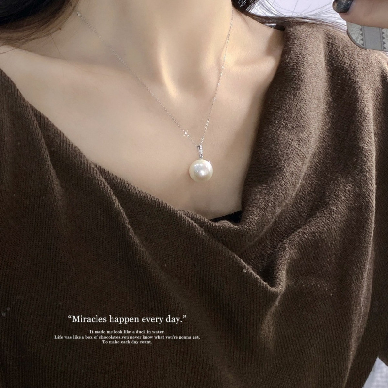 G18K Thick Gold No Matter Brand Freshwater Pearl Pendant 13-14mm Edison Freshwater Pearl