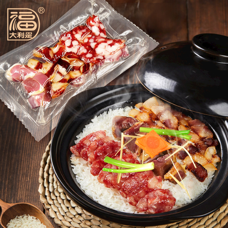 Factory wholesale sliced sausage Guangdong pork sausage bacon self-heating rice special sausage package Cantonese sausage