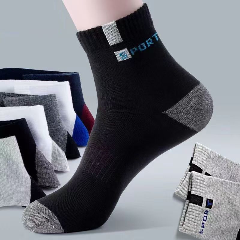 Socks men's letter sport socks sports all-match men's socks sweat-absorbent breathable four seasons basketball socks wholesale