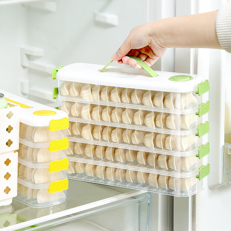 Narrow Side Dumpling Box Food Grade Dumpling Storage Box Large Capacity Anti-stick Bottom Refrigerator Fresh-keeping Sealed Dumpling Freezing Box