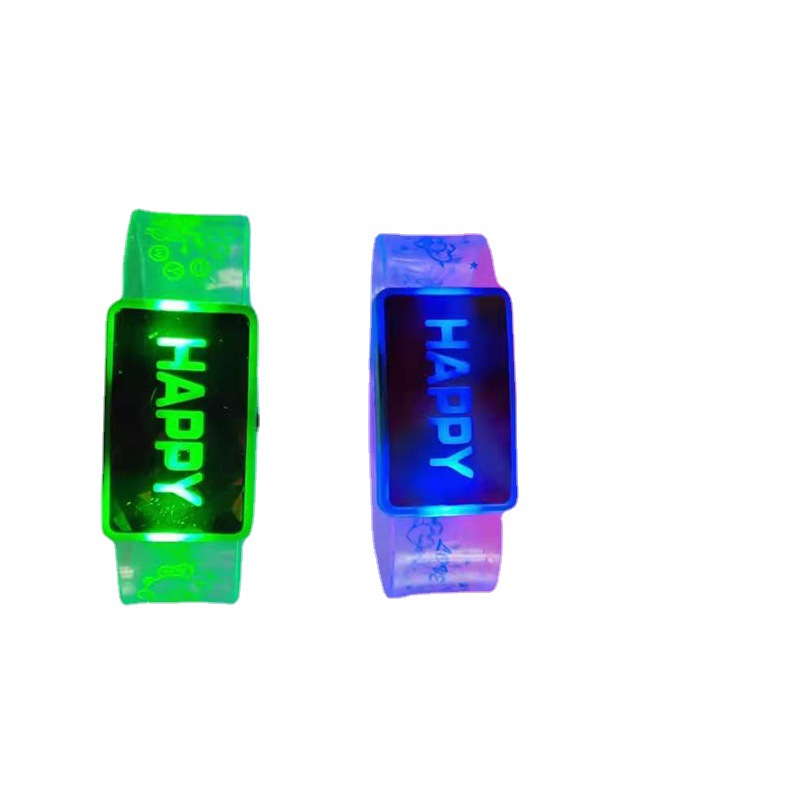 Fluorescent flash wrist strap luminous cartoon bracelet LED concert cheer props Happy luminous bracelet