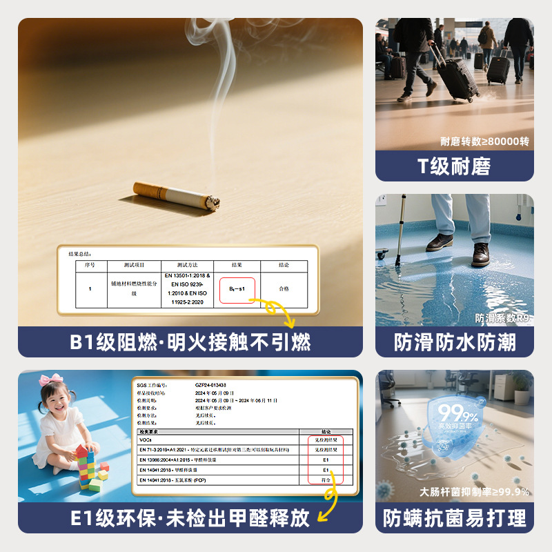 Household Floor Leather Cement Floor Directly Laid Pvc Self-Adhesive Brick Floor Stickers Thickeneded Wear-Resistant Waterproof Carpet Floor Mats