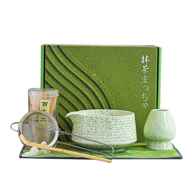 Japanese Matcha Tea Set with Bamboo Whisk, Matcha Brush, Tea Whisk Stand, Tea Tools Set, Cross-Border Ready Stock Dropshipping