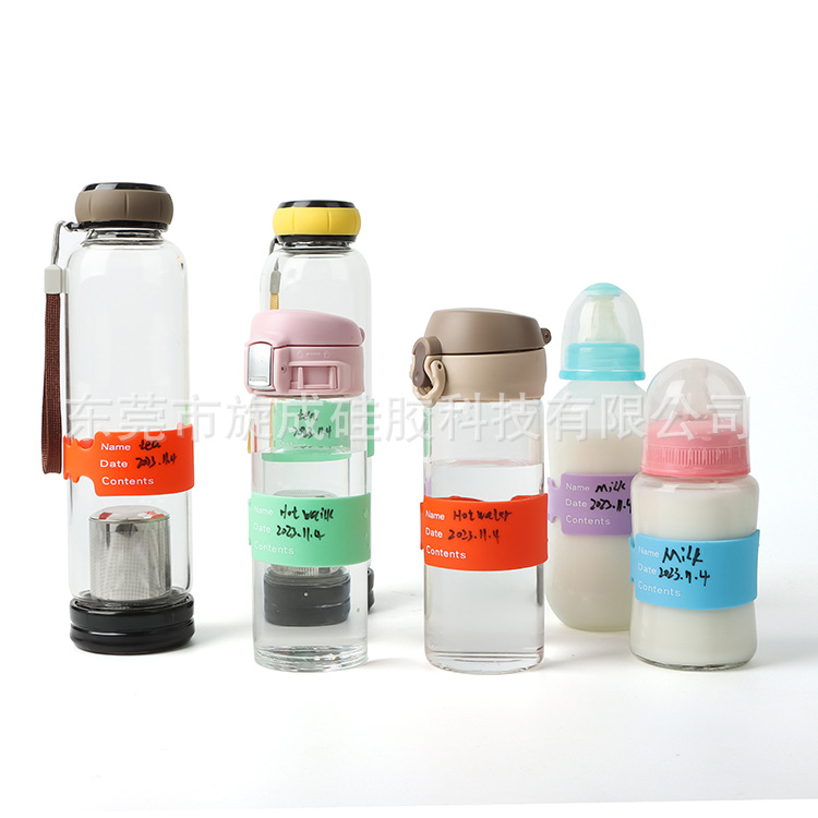 Hot Selling factory in stock silicone bottle writing label silicone bottle cover silicone cup cover