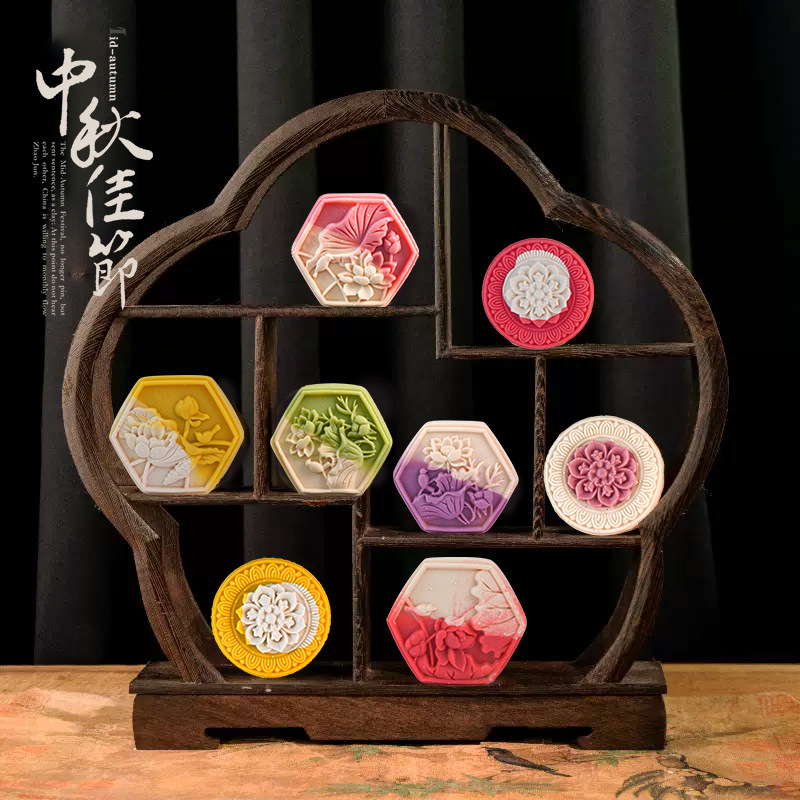 Cantonese-Style Mid-Autumn Mooncakes with Egg Yolk, Lotus Paste, Five-Nut Filling, Black Sesame Bean Paste, Peach Skin, Flowing Center, Multi-Flavor Wholesale Group Purchase