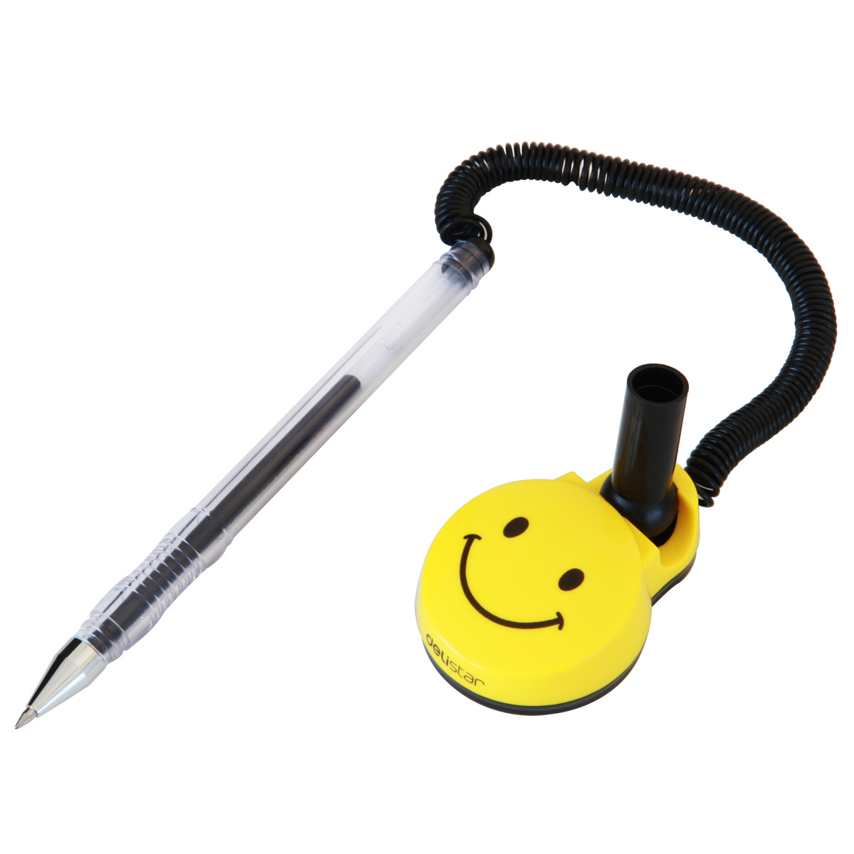 Deli 6793 Pen smiling face can be pasted fixed bank front desk signature pen black carbon 0.5mm wholesale