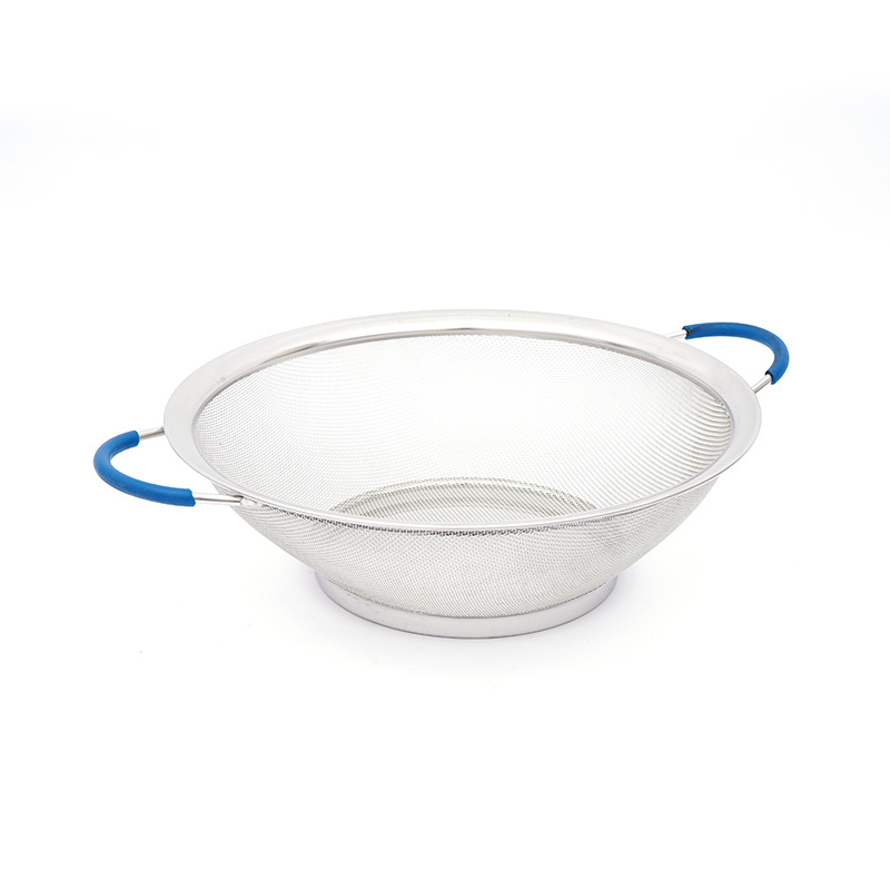 Factory direct supply rubber binaural stainless steel drain basket fruit and vegetable basket drain household drain Basin kitchen rice sieve