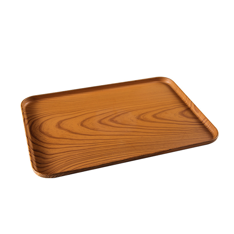 Ins Tray Wood Grain Tea Tray Living Room Cup Restaurant Rectangular Water Cup Tray Hotel Coffee Accessible Luxury Retro