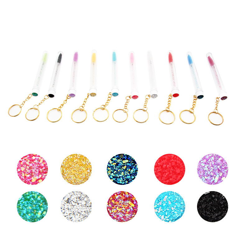 Foreign trade eyelash brush tube with drill smiley face eyelash comb test tube eyelash brush independent multi-color optional sequin eyelash brush