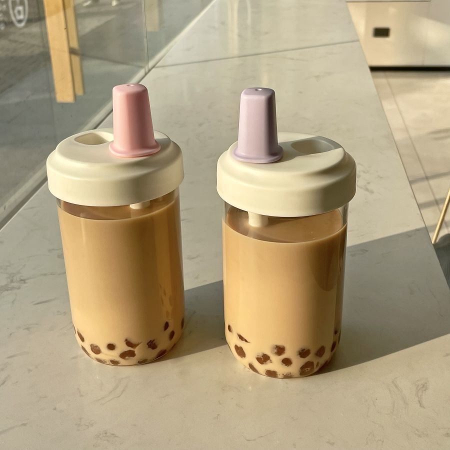 Suctionable Pearl Straw Cup, Simple and Portable, High Temperature Resistant Plastic Water Cup, Good-Looking Milk Tea Cup for Men and Women