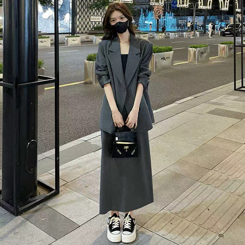 Fashionable Suit Skirt Set for Women, New Autumn Style, Professional and Elegant, Slimming Skirt Two-Piece Set [6638]