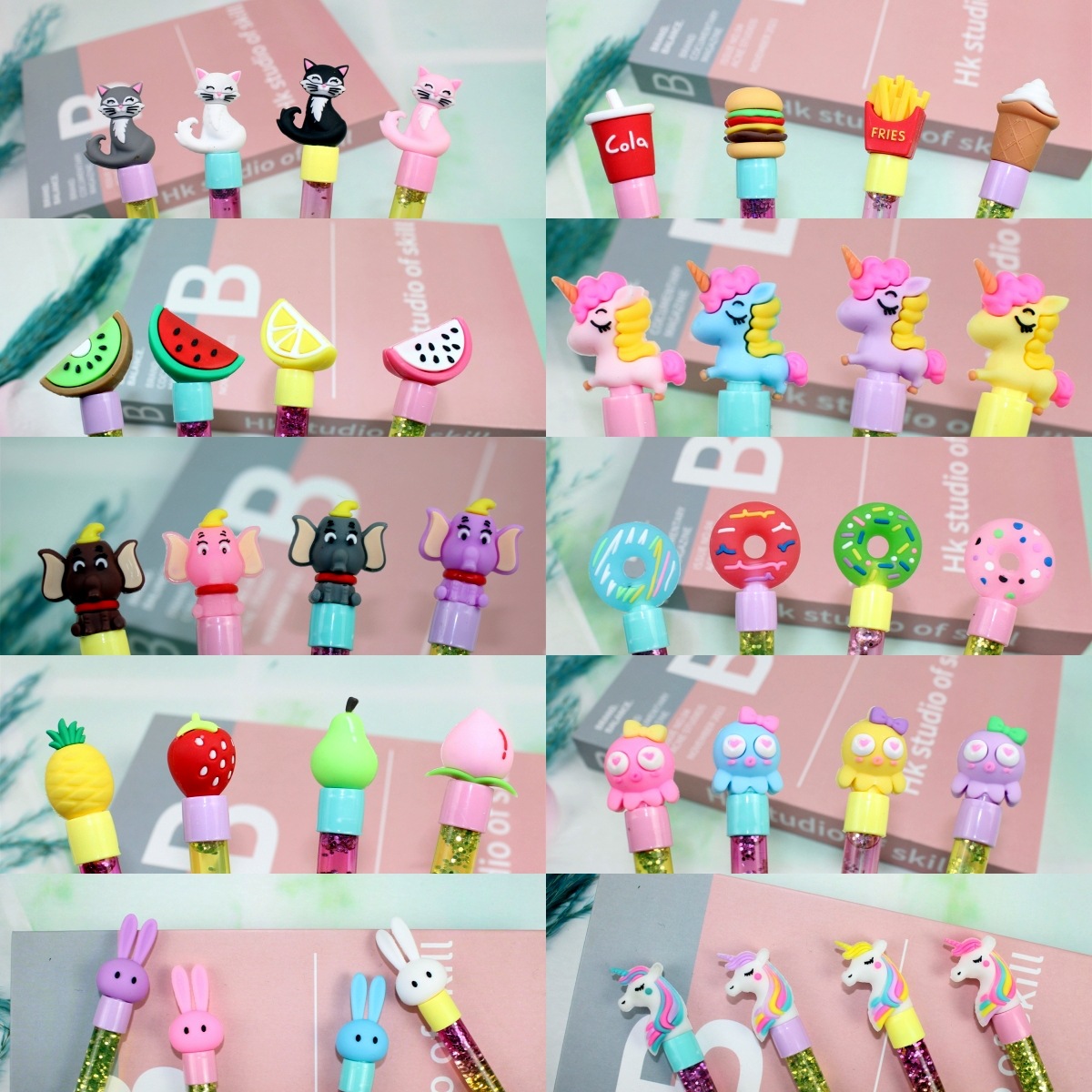 Super multi-mixed PVC soft rubber head all kinds of cartoon shape gel pen cap student pencil protective cover wholesale