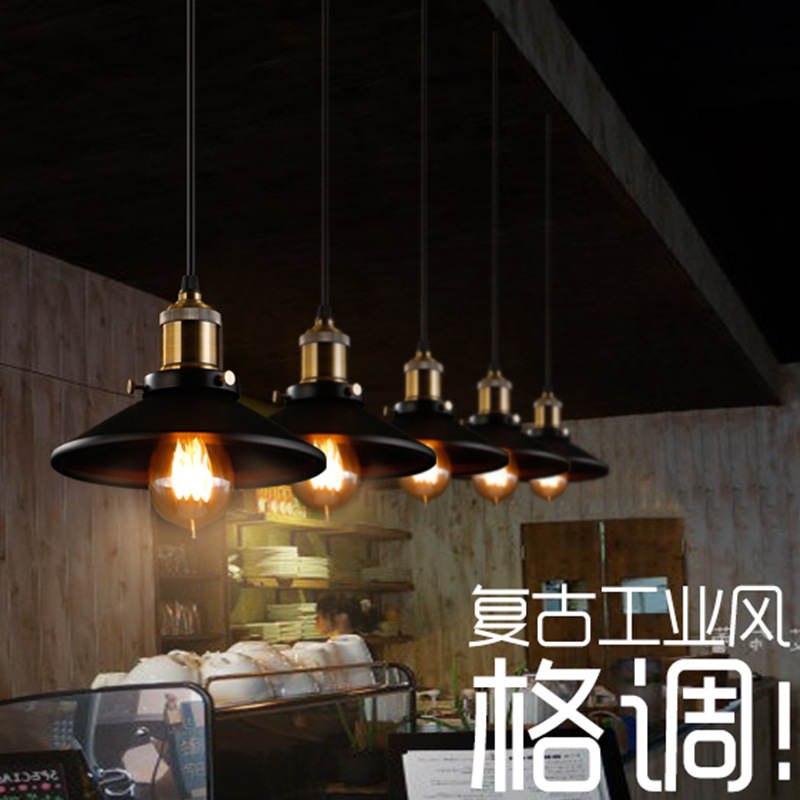 Loft Chandelier Iron Art Retro Black Modern Lamp Simple Restaurant Bar Lamp Single Head Industrial Style Hotel Engineering Lamp