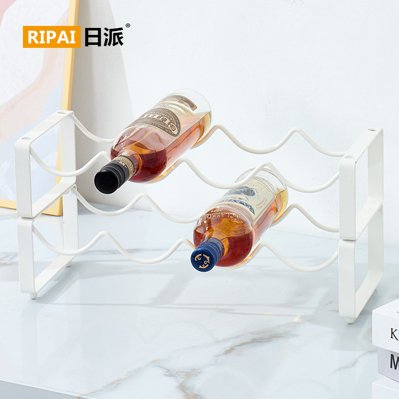 Japanese Iron Wine Rack Ornaments Creative Stackable Wine Cabinet Red Wine Display Rack Storage Multi-Bottle Wine European Style
