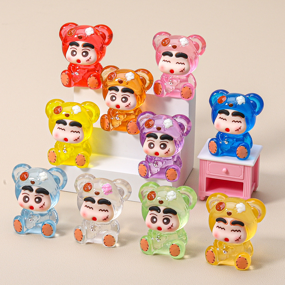 Трехмерные прозрачные цветные кукольные медведи маленькие новые смоляные маленькие украшения мультяшные креативные очаровательные цветные куклы оптом