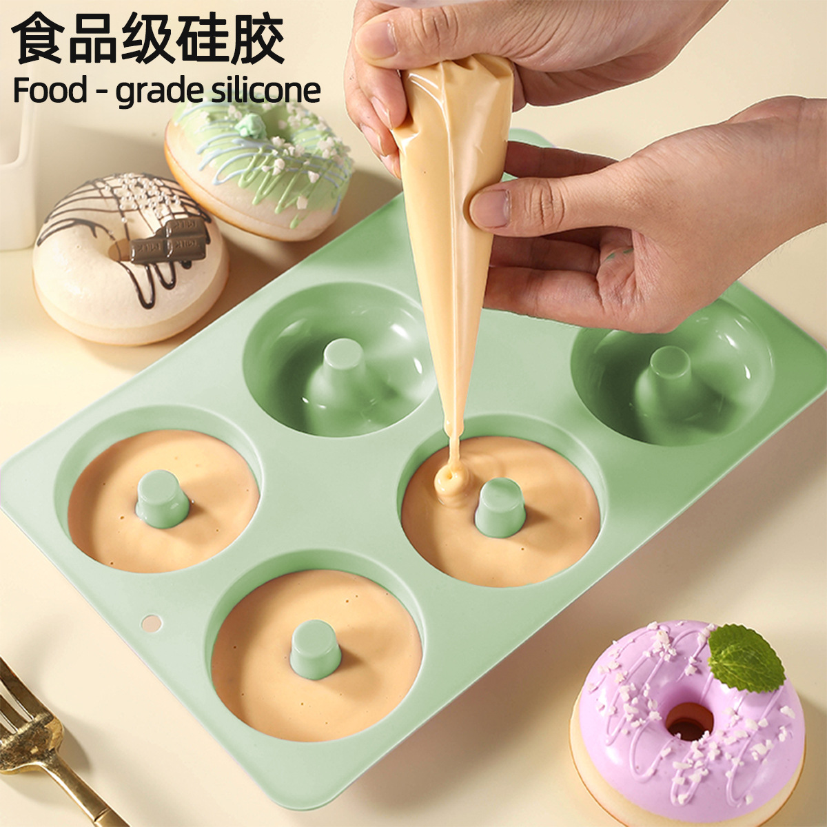 Food Grade 6 Donut Silicone Cake Mold High Temperature Resistant Easy Demoulding Silicone Donut Mold Baking Utensils