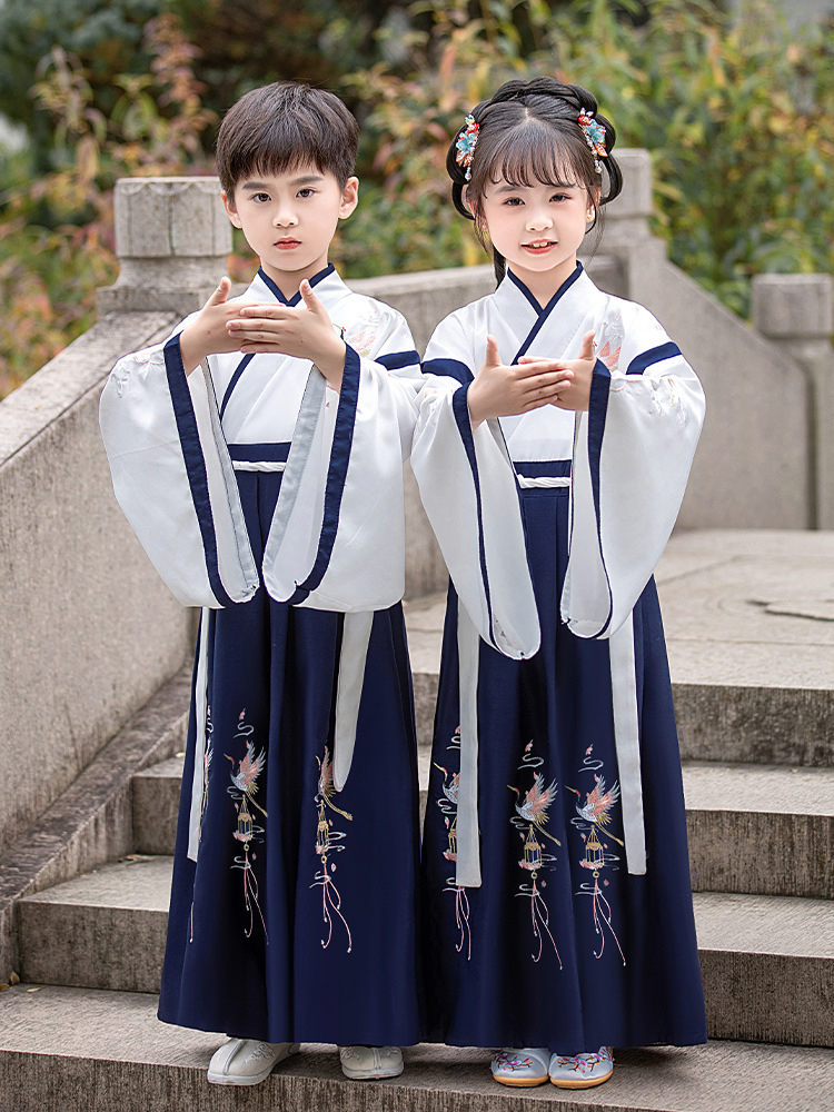 Hanfu boy elementary school student Chinese style costume boy ancient costume girl opening ceremony three-character Sutra children's Chinese school costume