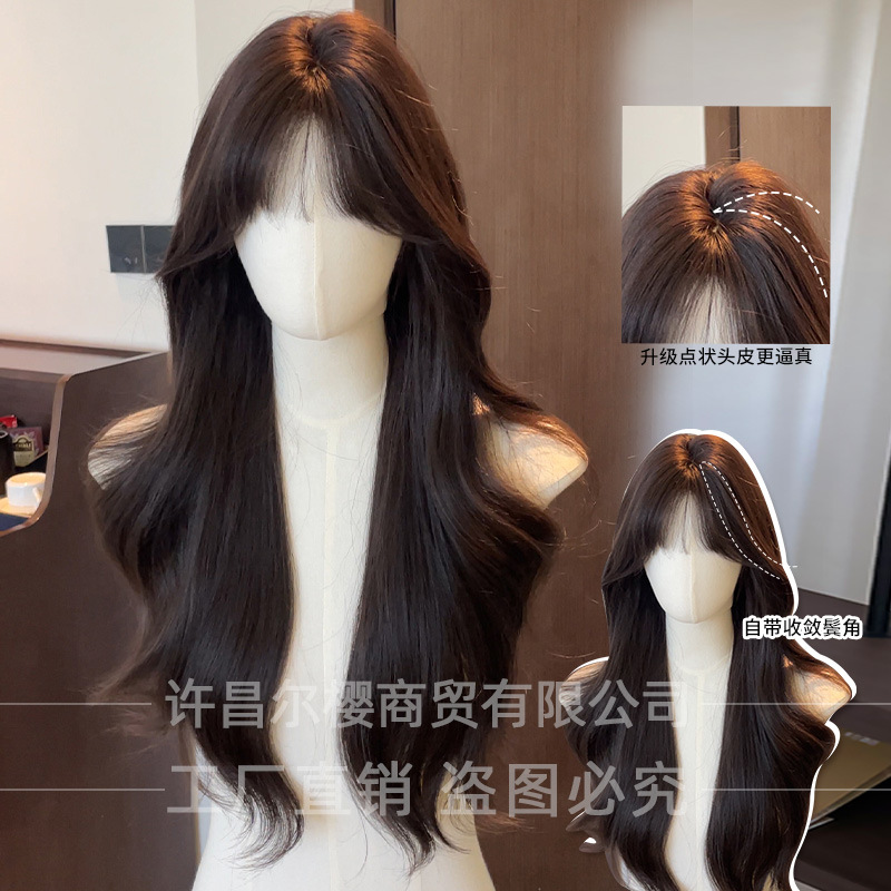 Парик Er Ying женский длинные волосы большие волнистые длинные кудрявые лолита реалистичные воздушные челки парик полный парик