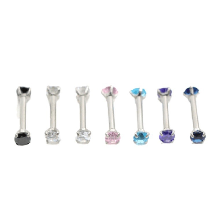 Korean style/Korean style popular eyebrow nail double-headed straight rod 3mm round zircon eyebrow nail jewelry puncture jewelry