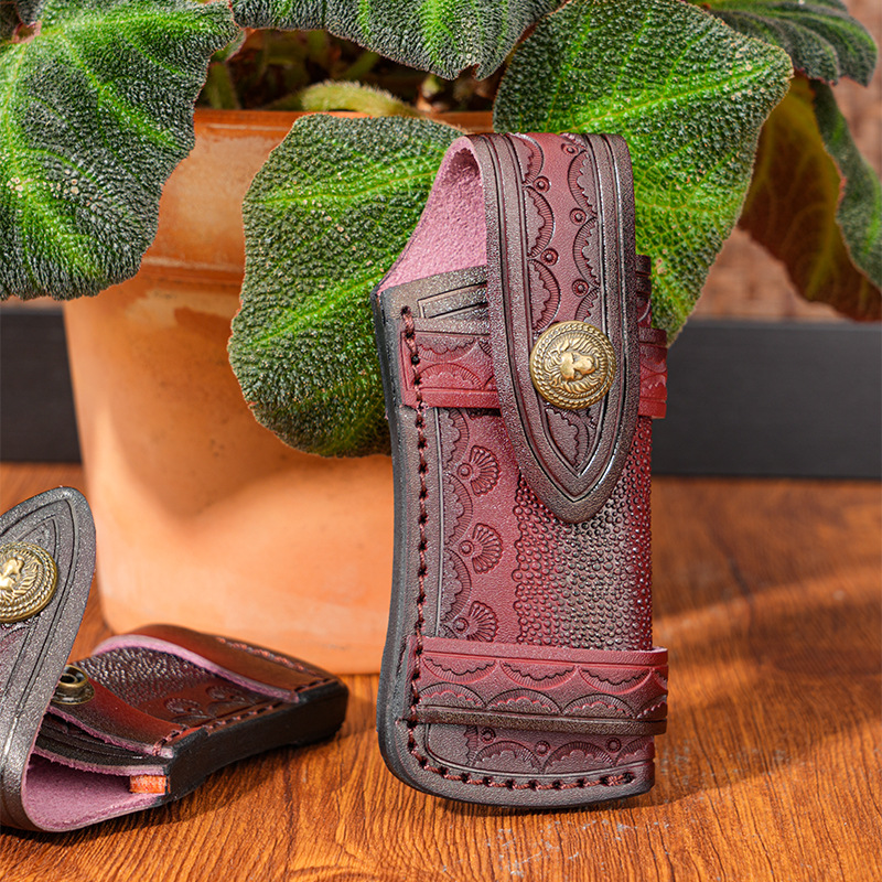 The first layer of leather knife cover folding knife leather cover vegetable tanning carved storage knife leather cover outdoor knife magazine knife sheath knife shell