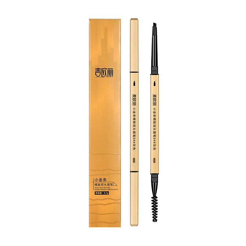 Maiouli small gold bar gold chopsticks very fine double eyebrow pencil three-dimensional waterproof sweat-proof lasting non-faint triangle eyebrow pencil