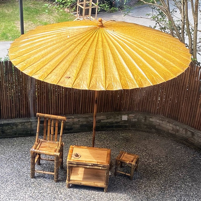 Chinese Style Outdoor Large Oil Paper Umbrella Antique Rainproof and Sunshade Large Oil Paper Umbrella Vintage Garden Umbrella Enclosing Stove Tea Mesh Red Umbrella