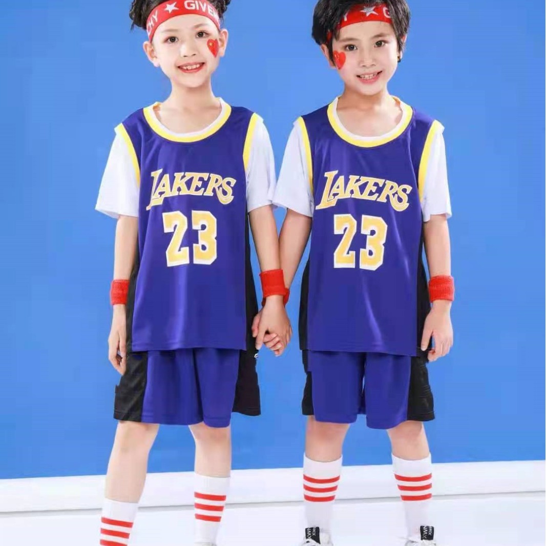 Parent-Child Adult Children suit Fake Two-Piece Junior High School Basketball Suit Kindergarten Performance Training Primary and Secondary School Students Short Sleeve