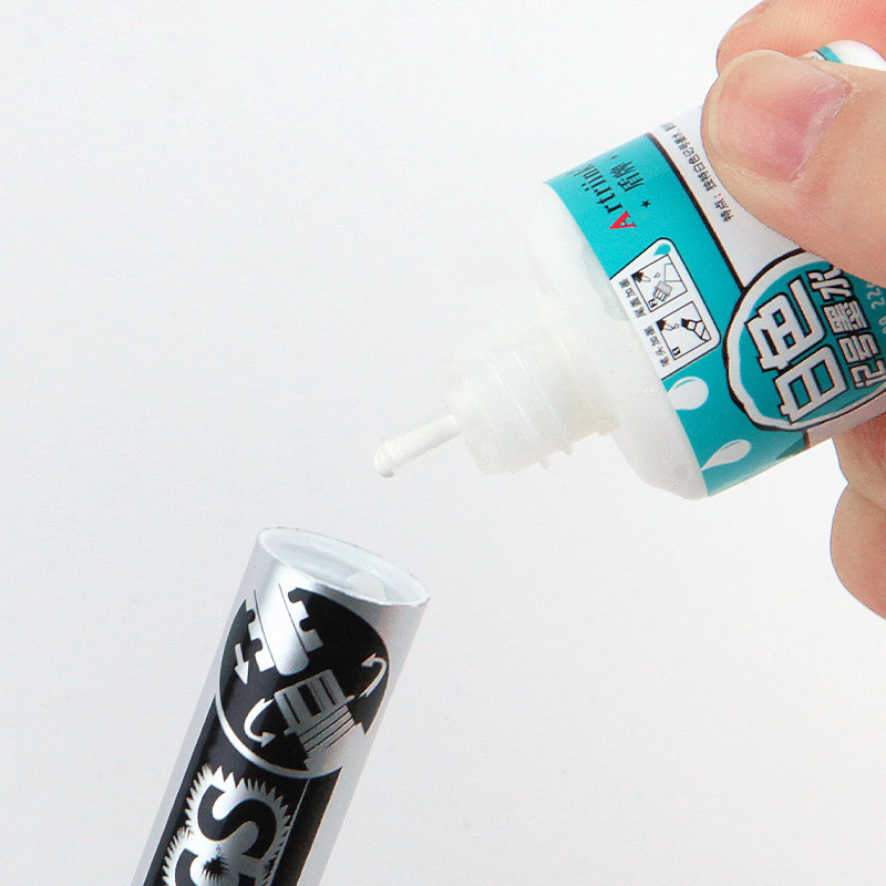 White Marker Ink, Non-Erasable, Oil-Based, Fade-Resistant, Touch-Up Paint Marker with Thick and Thin Tips, Waterproof and Long-Lasting