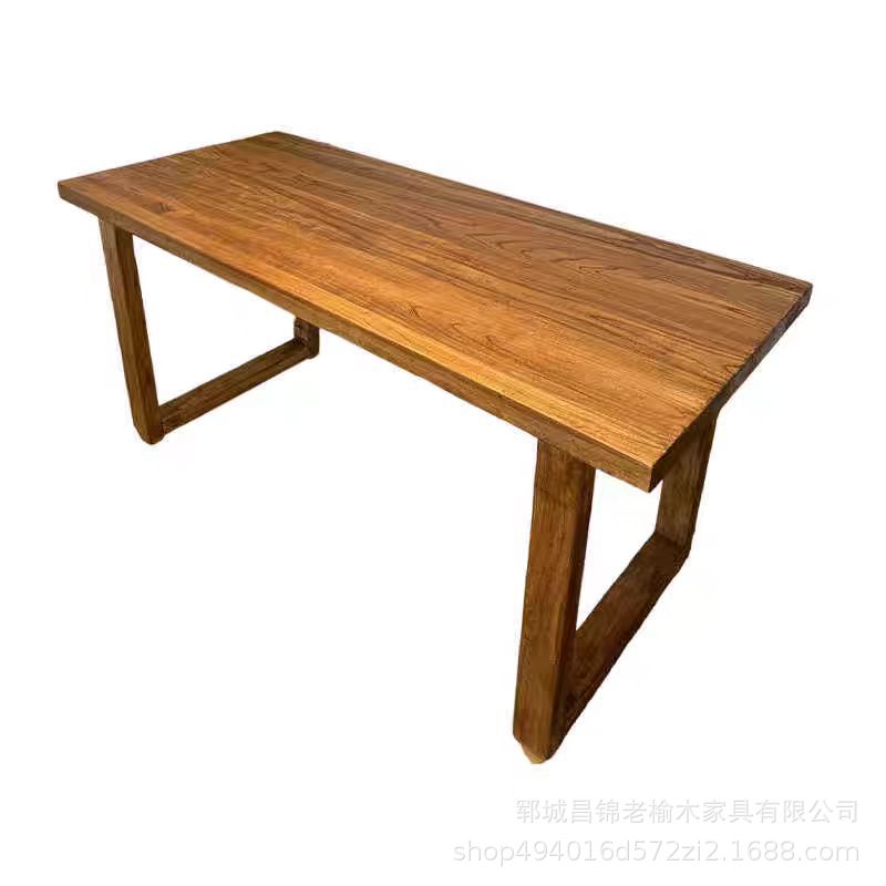 Retro Old Elm Dining Table for Dining and Entertaining Tea Table Rectangular Office Desk B&B Solid Wood Large Table