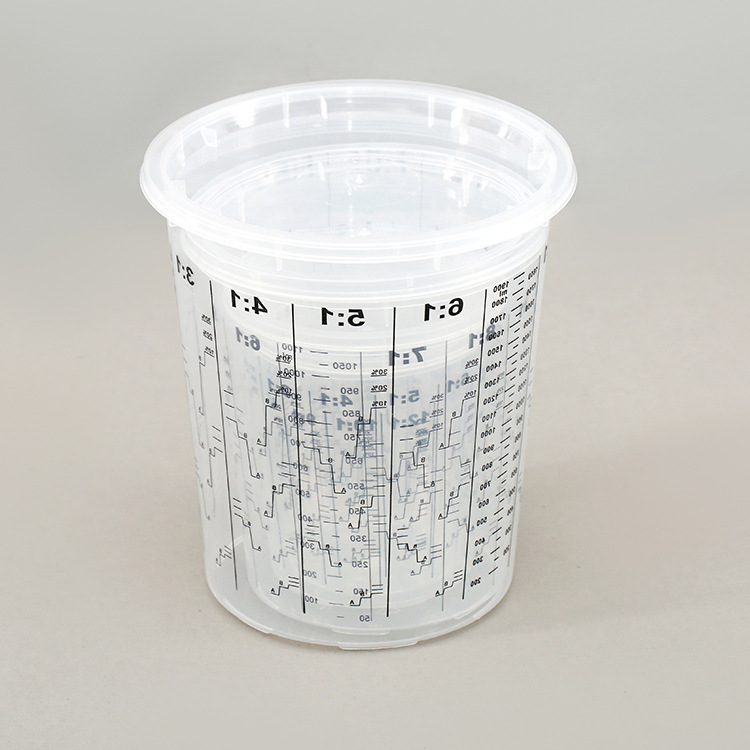Фабричное предложение одноразовой прозрачной чаши с масштабом и крышкой, пищевая прозрачная пластиковая чаша