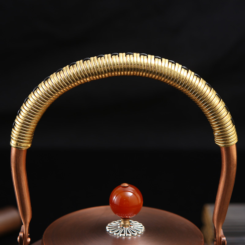 Carefully Selected Creative Auspicious Four Beasts Copper Water Kettle Straight Bucket with Lid Accessible Luxury Gift Water Kettle Office Tea Set Hospitality Accessible Luxury