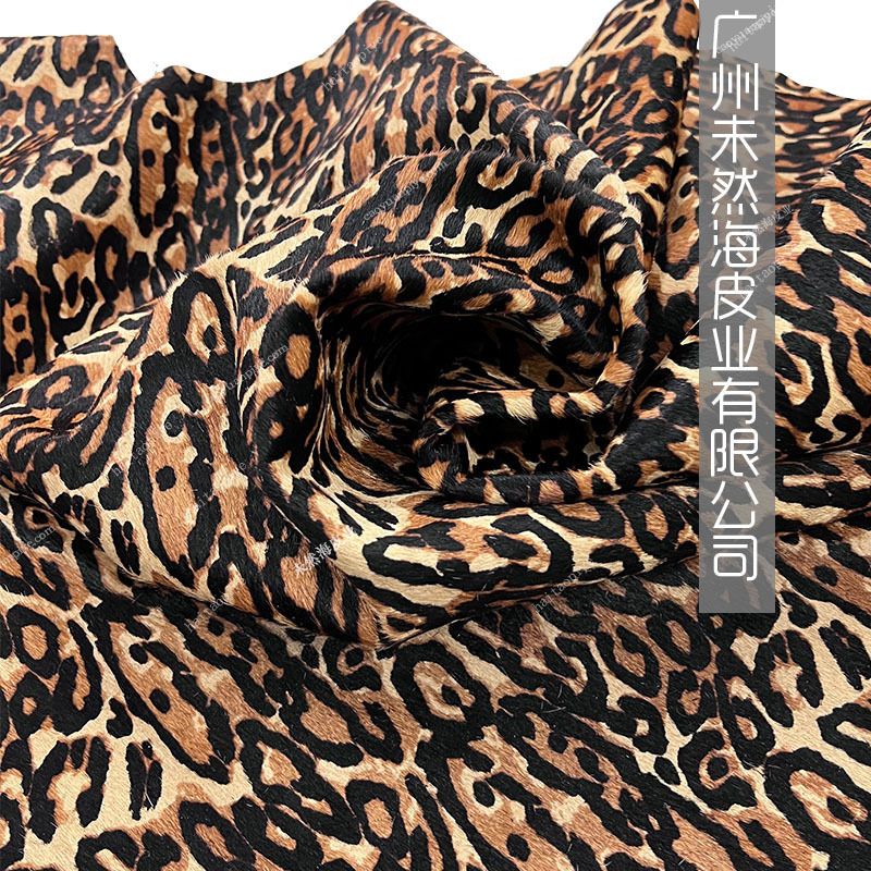 Sexy Big Leopard Print Horse Hair Printed Genuine Leather Designer's First Choice Fabric Hot Style