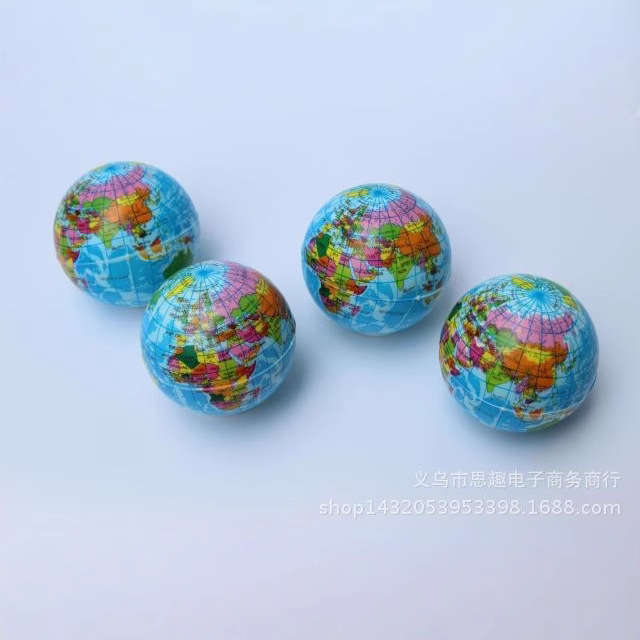 Cross-Border Free Shipping 6.3cm Pu Sponge Solid Soft Ball Map Ball Foam Vent Ball Kidsren's Toy Ball Earth