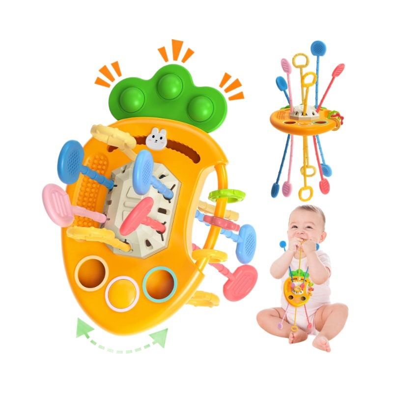 Amazon Infant and Toddler Educational Educational Cute and Chewable Carrot Pull-Up Sensory Push-Pull Toy