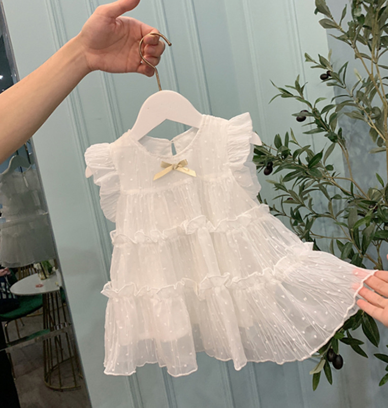 летнее платье для девочек с юбкой из шифона