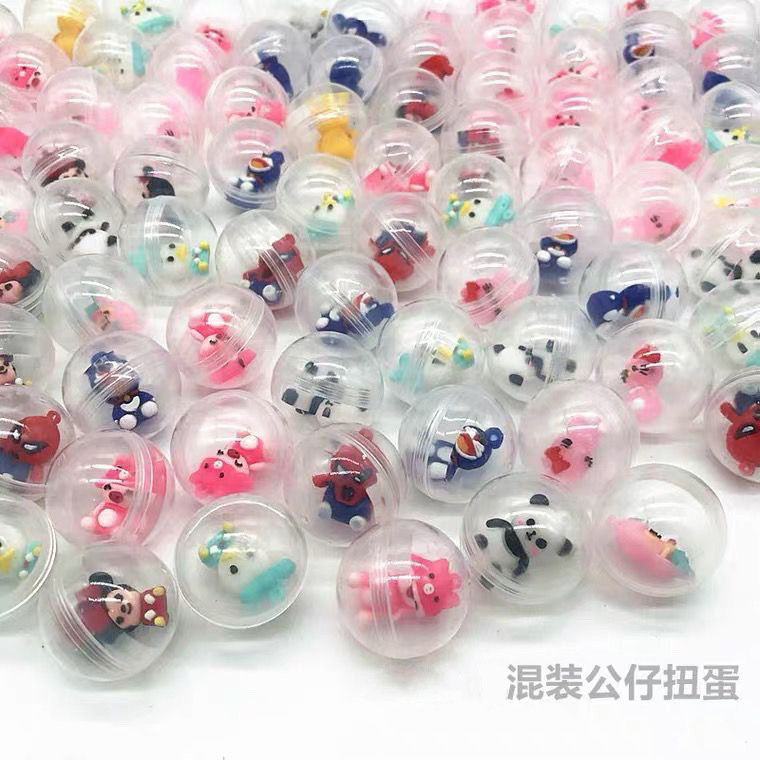 32mm diameter mini transparent twisted egg one yuan pen set doll children student small gift toy