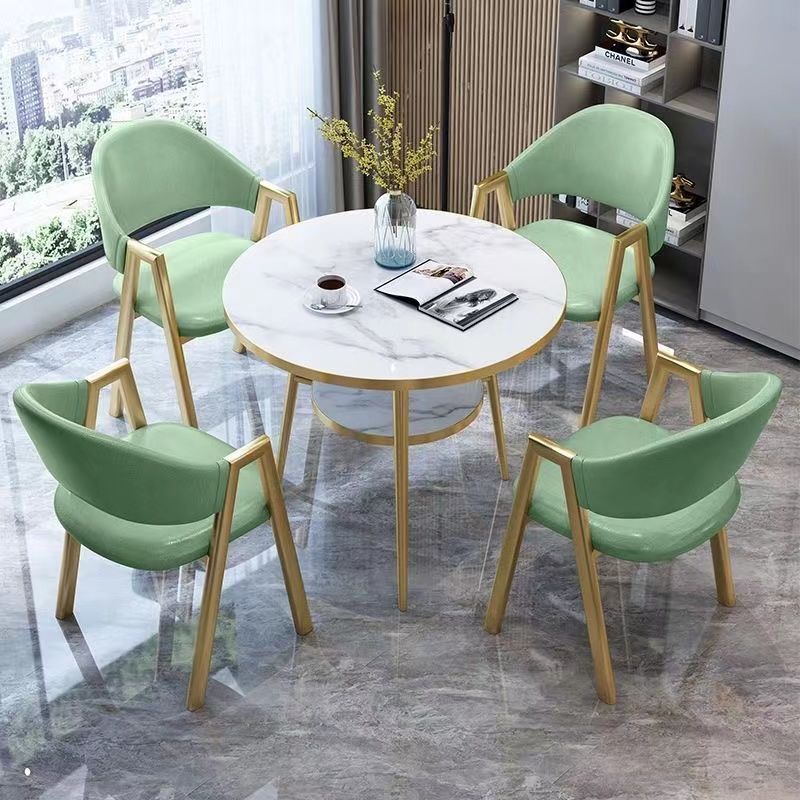 Italian Light Luxury Reception Table and Chair Combination Sales Office Negotiation Rest Table and Chair Commercial Modern Simple Office Small Round Table